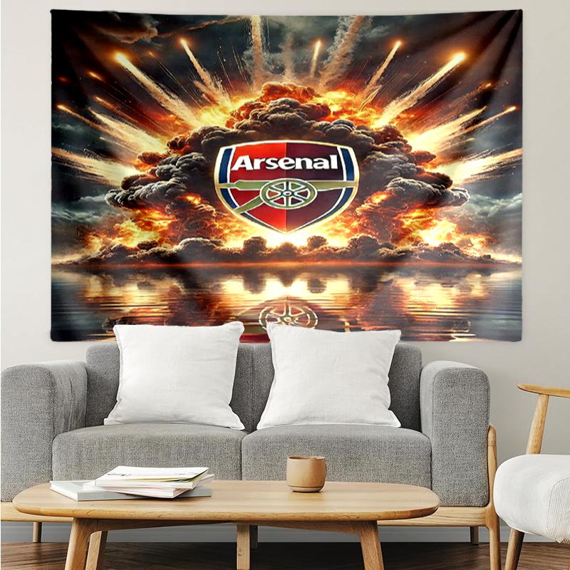 Arsenal Football Club Print Tapestry, Backdrop, Easy Setup, Ideal for Bedroom, Office & Living Room, with Aesthetic Wall Hanging Decor.