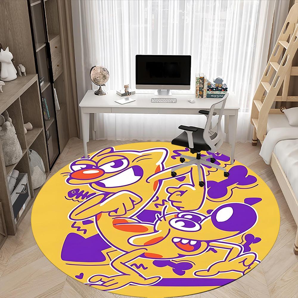 1pc CatDog Office Round Area Rug, Under Office Chairs Bedroom Living Room Home Decor, Room Deco