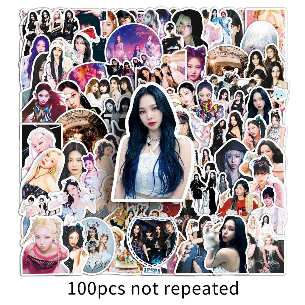 100 Aespa Stickers: Trendy Korean Group, Waterproof Decorations for Journals & Phones