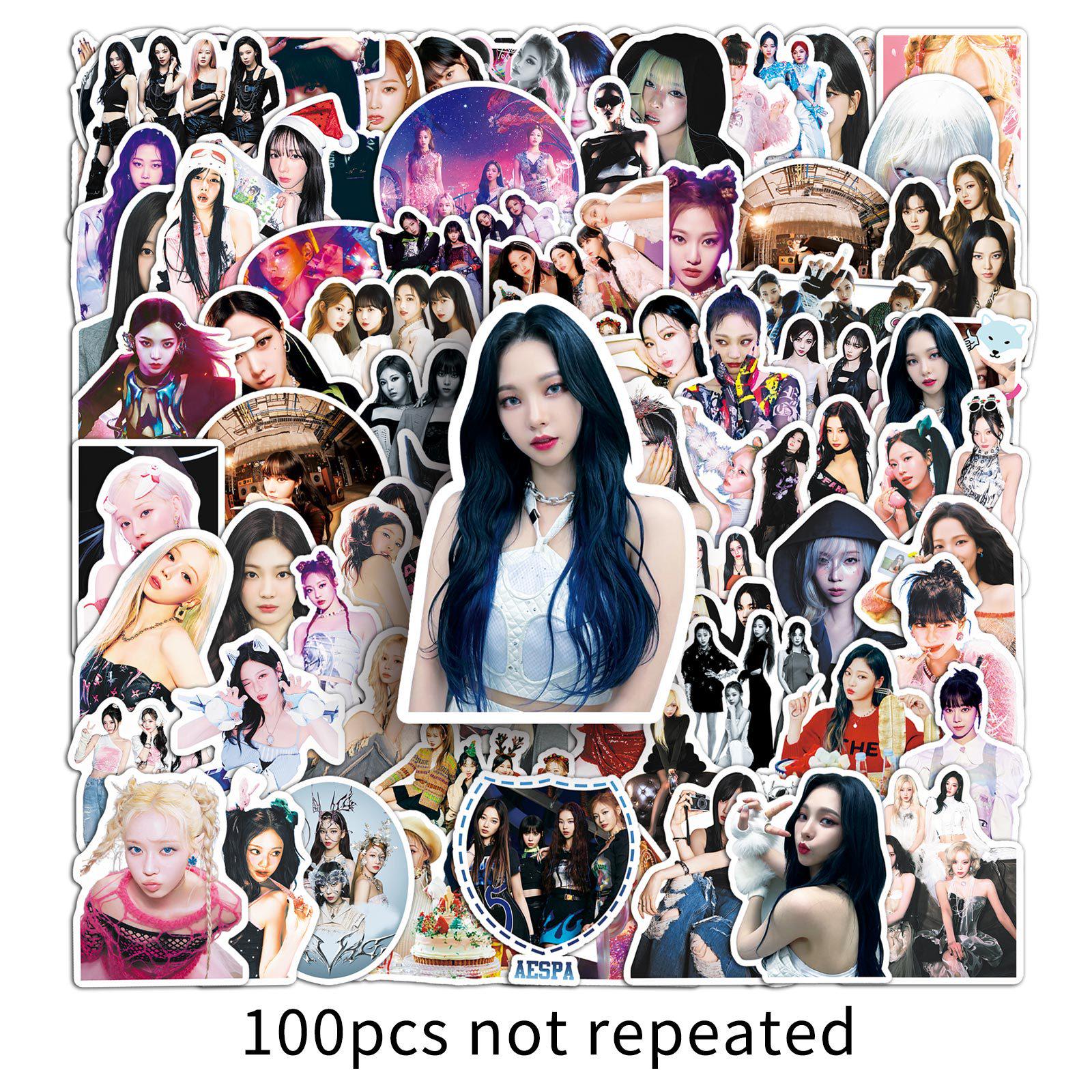 100 Aespa Graffiti Stickers: Personalized DIY Korean Girl Group Giselle Phone Stickers