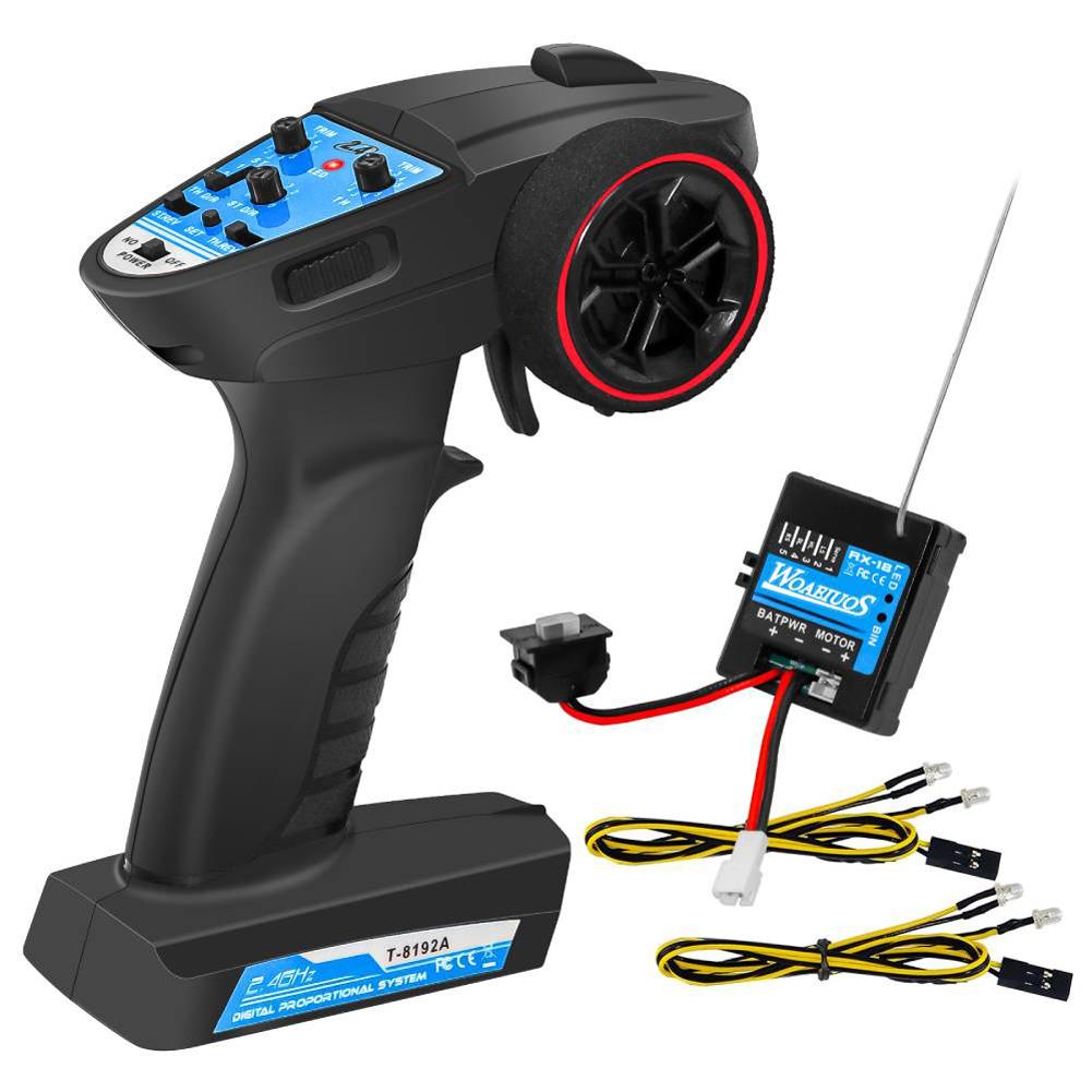 

2-in-1 RC Transmitter 3CH 2.4G ESC&Receiver Remote Controller with LED Light Compatible for Axial SCX24 RC Car Toys Accessories білий