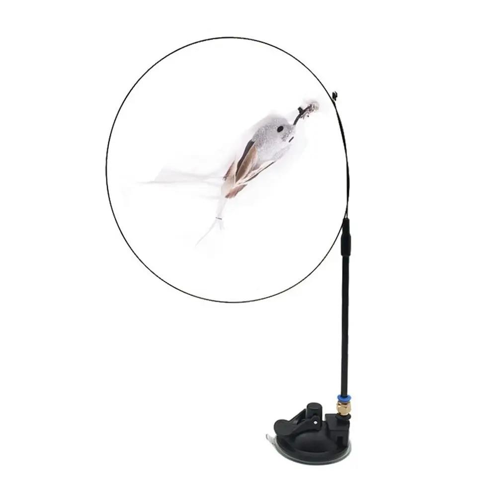 Removable Mini Free Hands With Bell Sucker Feather Bird Simulation Bird Cat Toy Cat Stick Toy Wand Toy Cat Supplies