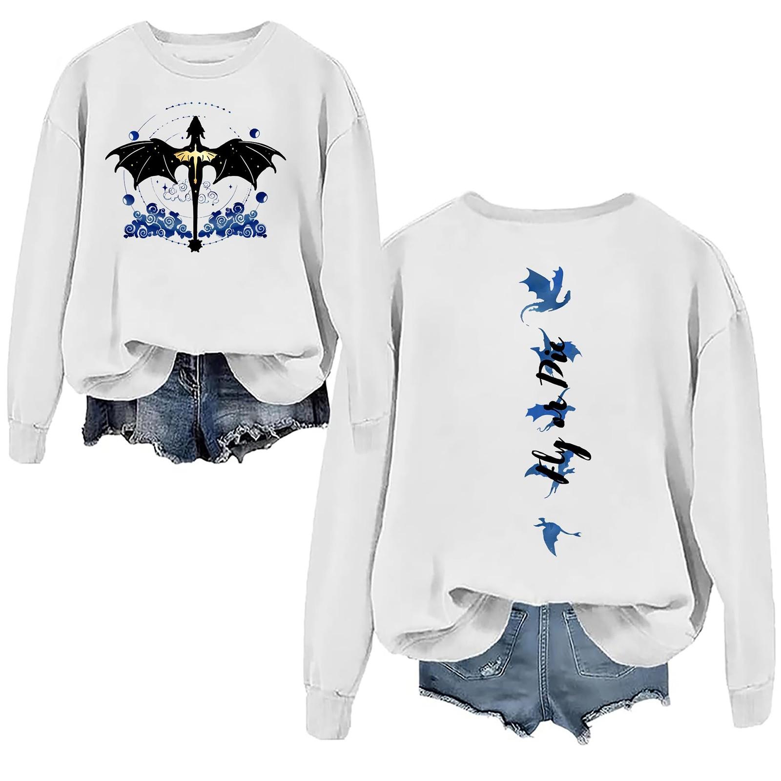 

Женская мода повседневная толстовка с круглым вырезом и длинным рукавом с принтом XL белый