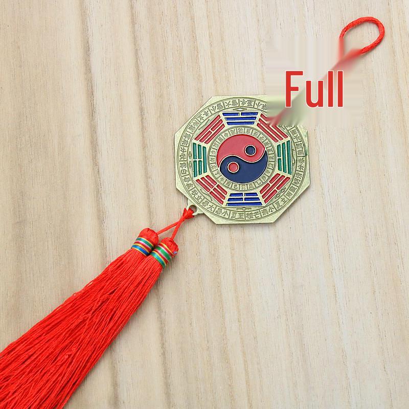 Feng Shui Alloy Bagua Mirror Pendant with Zodiac Signs & Taiji Symbols