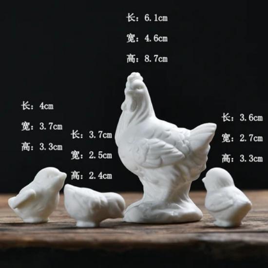 Cute Pure White Porcelain Chicken Figurines  Cute Animal Statue  Home Decoration  Bonsai Micro Landscape  Small Ornaments