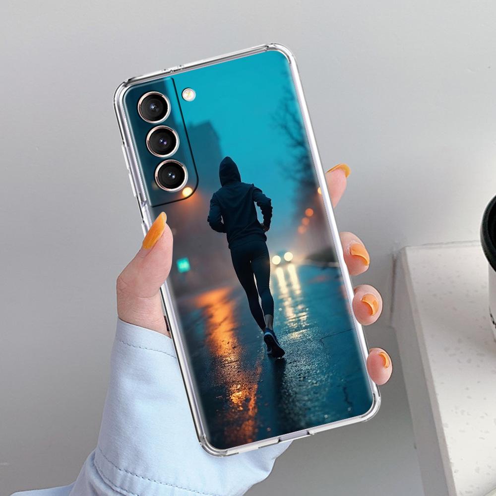 Phone Case For Samsung Galaxy S26 S25 S24 S23 S22 Ultra S20 S21 FE 5G Plus Soft Clear Cover Run marathon Running