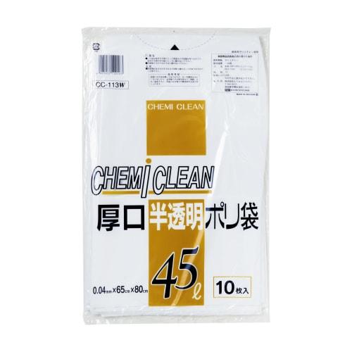 

Chemical Japan Garbage Bags, Thick Semi-Transparent Plastic Bags, 45L, Pack of 10, CC-113W, 0.04mm Thick x 650mm Wide x 800mm Long