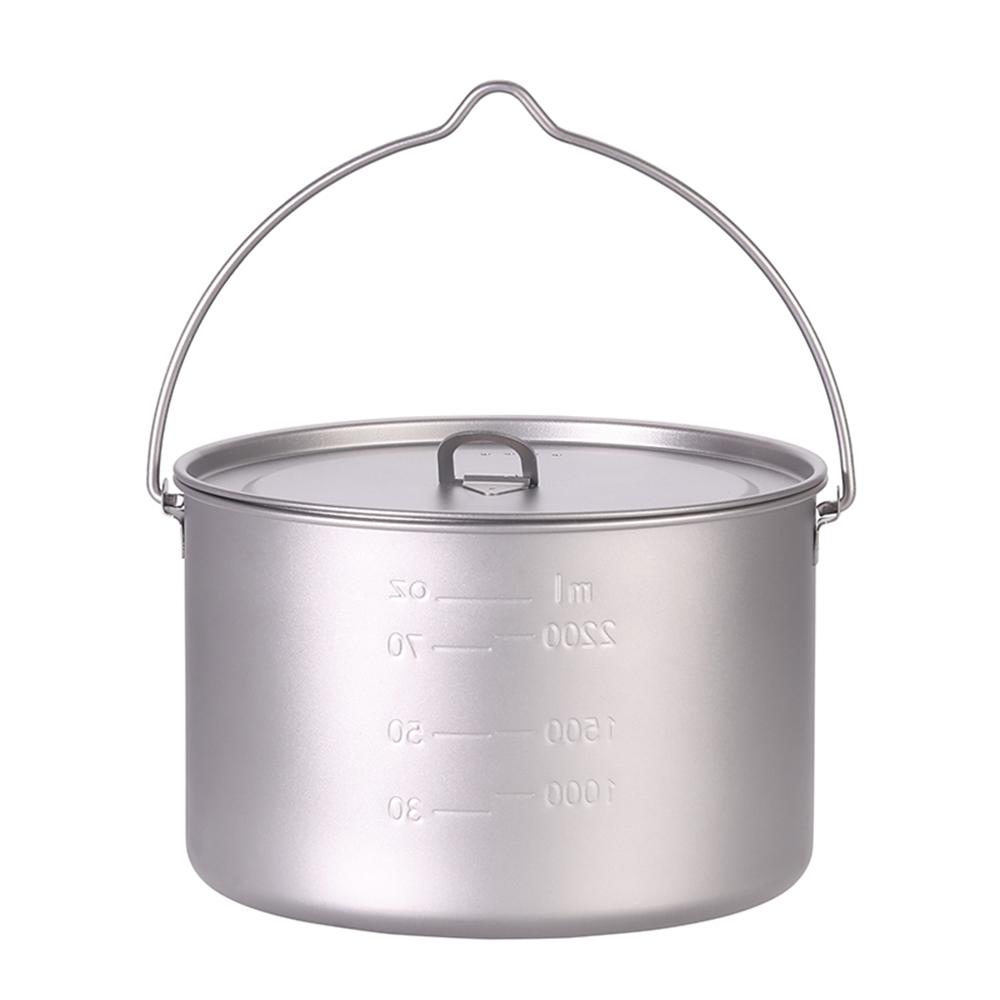 Lixada 2.8L Topf Tragbarer Hänge Topf mit Deckel Outdoor Camping Wandern Rucksacktouren