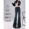 2025 Damen High-Waist Slimming Micro-Flare Jeans mit Samt, Retro-Stil für Frühling, Herbst und Winter