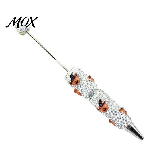 Funny Pumpkin Pen Rhinestone Beadable Pen, Glitter Plastic Beaded Halloween Ghost Skull Writing Gel Ink for DIY Craft Making, School Office Supplies