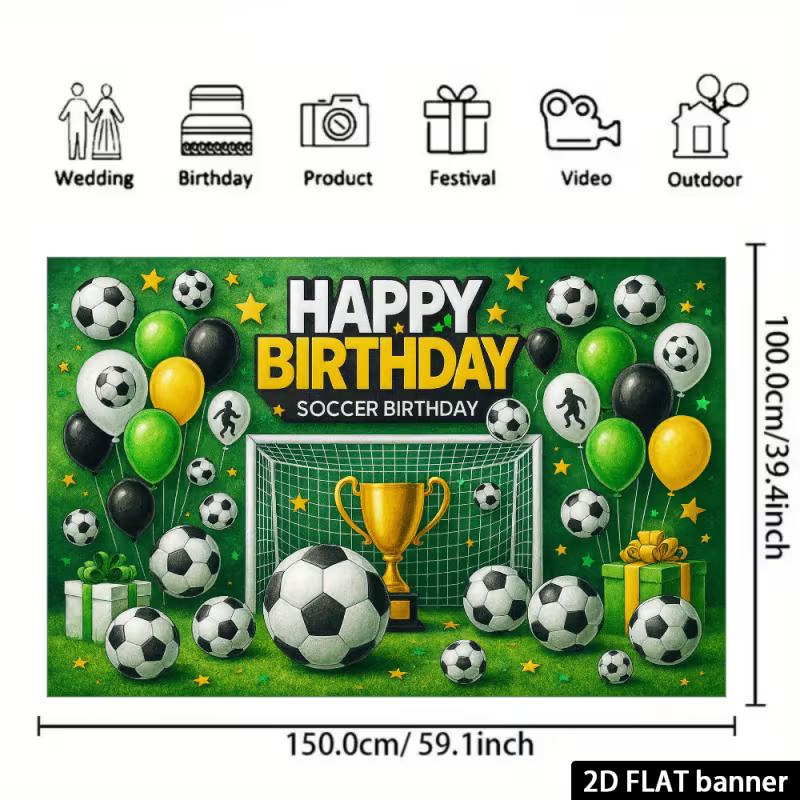 Football Theme Birthday Backdrop Banner,Suitable for Football-themed Birthday Parties.