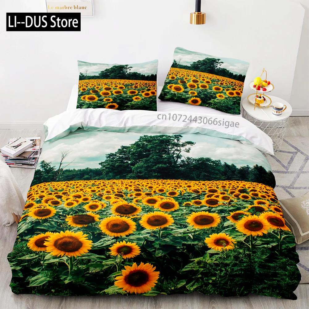 Sun Flower Bedding Set Single Twin Full Queen King Size Sunflower Bed Set Aldult Kid Bedroom Duvetcover Sets 3D Print Women Gift