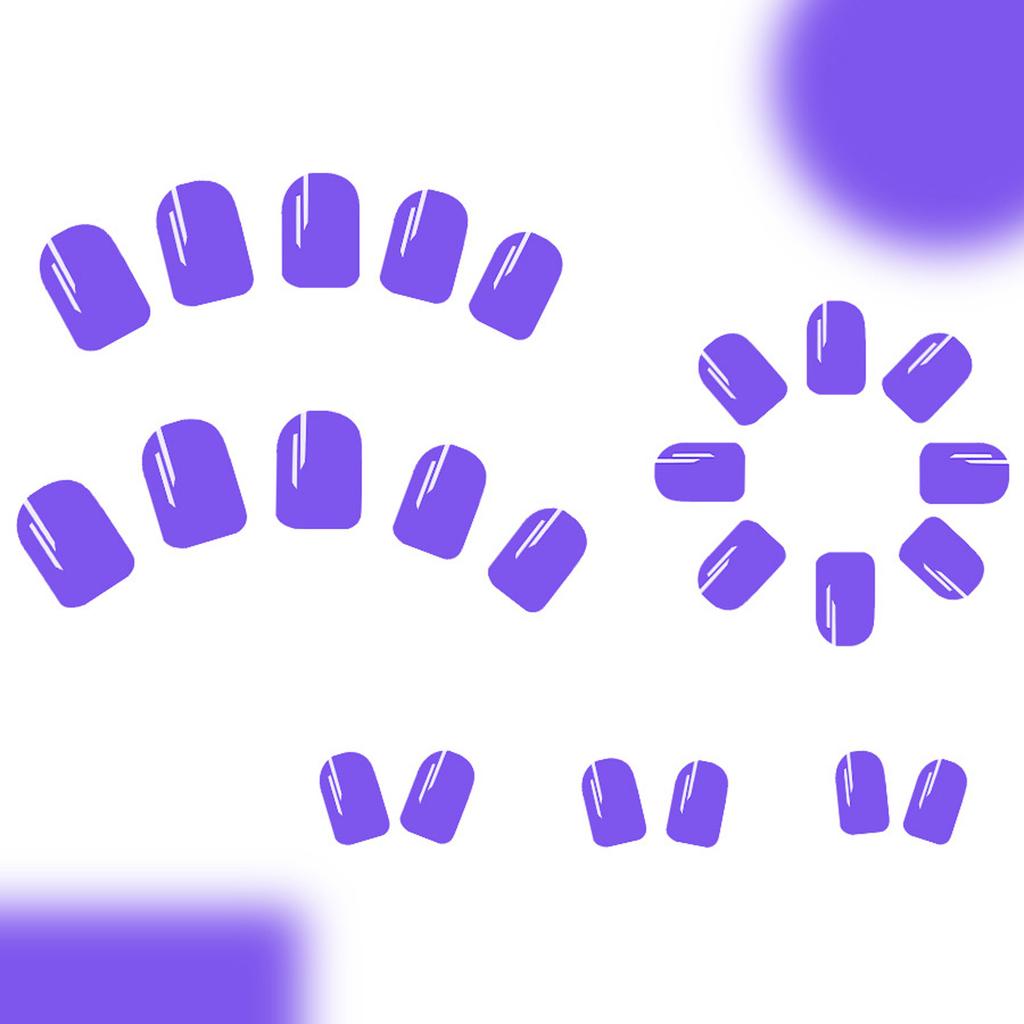 24 Pcs Solid Color False Nail Reusable Artificial Nail Glossy Full Cover Stick On Nail Short Square Press On Nail