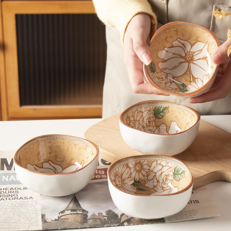 Camellia Series Ceramic Underglaze Color Disc Antique Home Creative Tableware