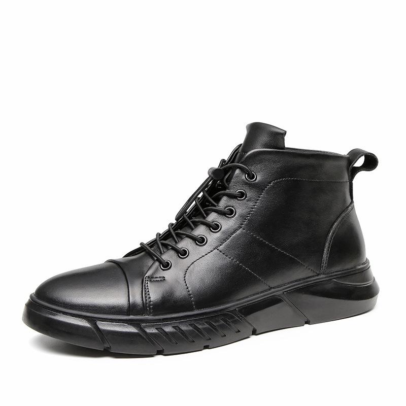 Men s High-Top Lace-Up Round Toe Cowhide Sneakers with Velvet Lining 44