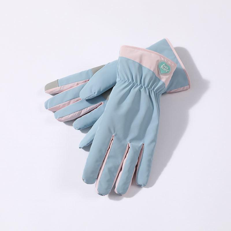 Warm Touchscreen Gloves Women Bow Decor Fleece Lined Windproof Cycling Driving