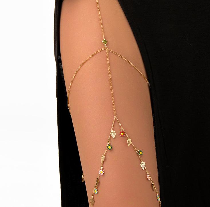 Gold Multi-Chain Diamond Thigh Jewelry for Women