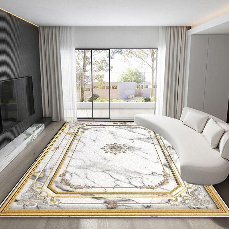 Luxury Gold Frame Ccarpet for Living Room Europe Style High-grade Dining Room Large Area Rugs Washable Non-slip Bedroom Foot Mat