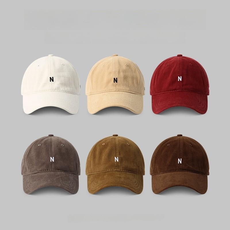 Berretto da baseball casual in cotone con visiera larga e ricamo di lettere per uomo e donna
