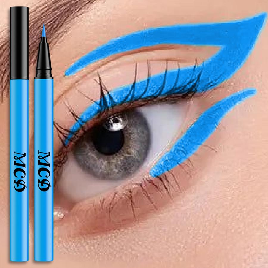 

8Colors Liquid Eyeliner Neon Colored Eyeliner Pen Waterproof Uv Blacklight Fluorescent Face Body Paint Makeup Yellow Purple Red