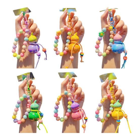 Keychain Macaron Color Beads Portable Anti-Lost Mobile Phone Chain Gourd Design Key Chain Bag Hanger Backpack Accessory