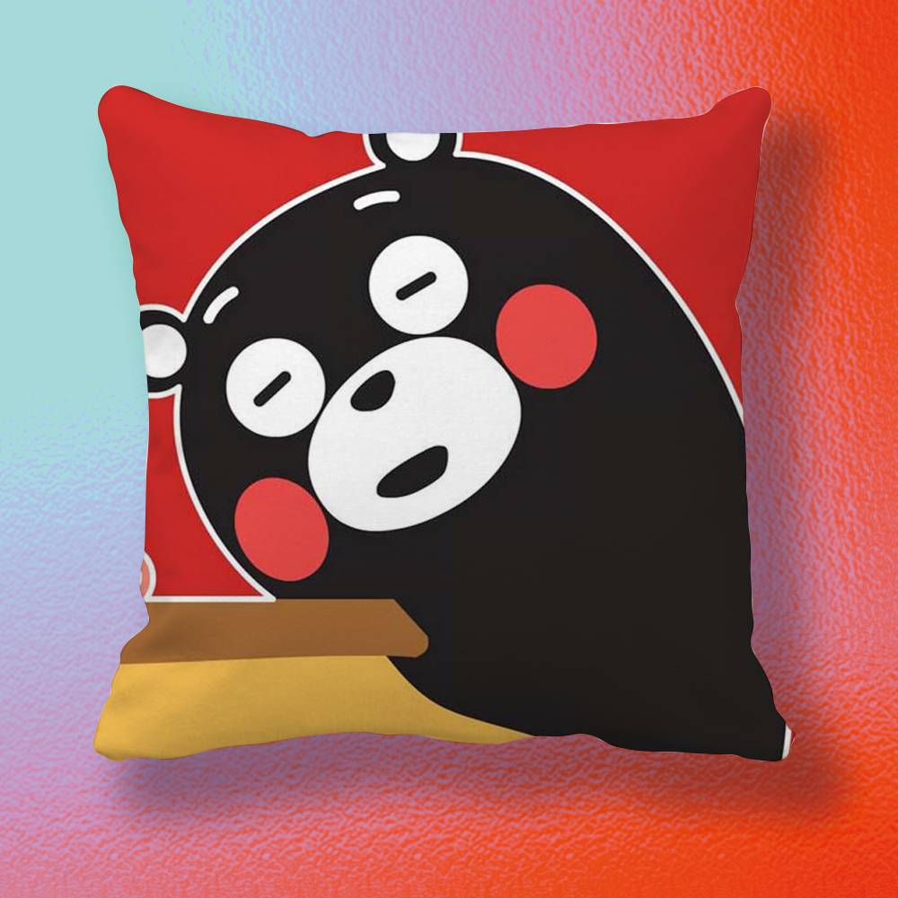 Cartoon KKumamon  Doublesided printed pillow cover Solid color minimalist pillowcase fits all bedroom styles