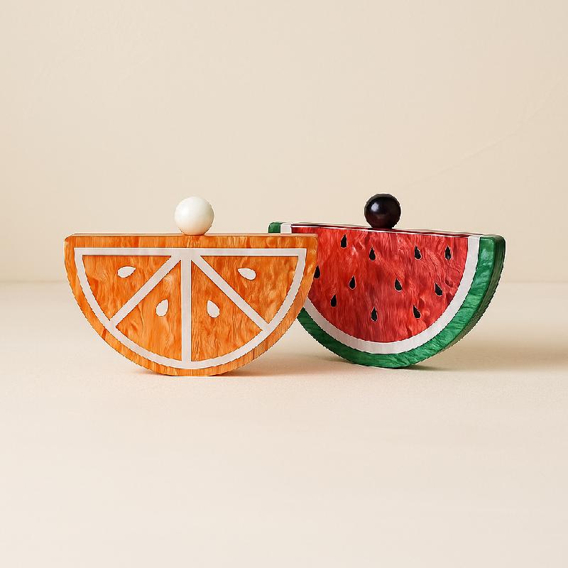 Clutch Evening Bag Wedding Party Chain Crossbody Acrylic Shoulder Women Handbags Luxury Brands Pouch Purse Watermelon Orange Bag