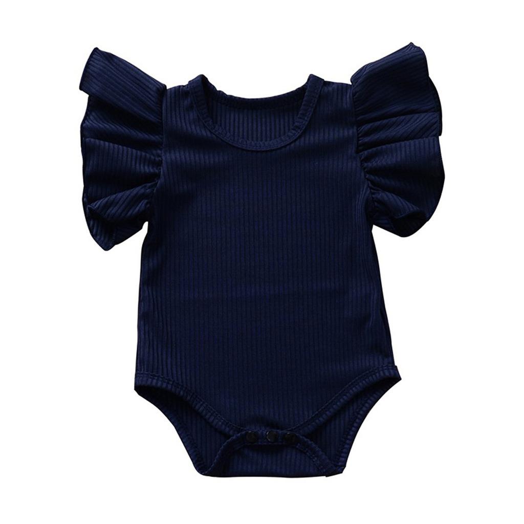Newborn Infant Baby Boys Girls Solid Ruffle Romper Bodysuit Clothes Outfits