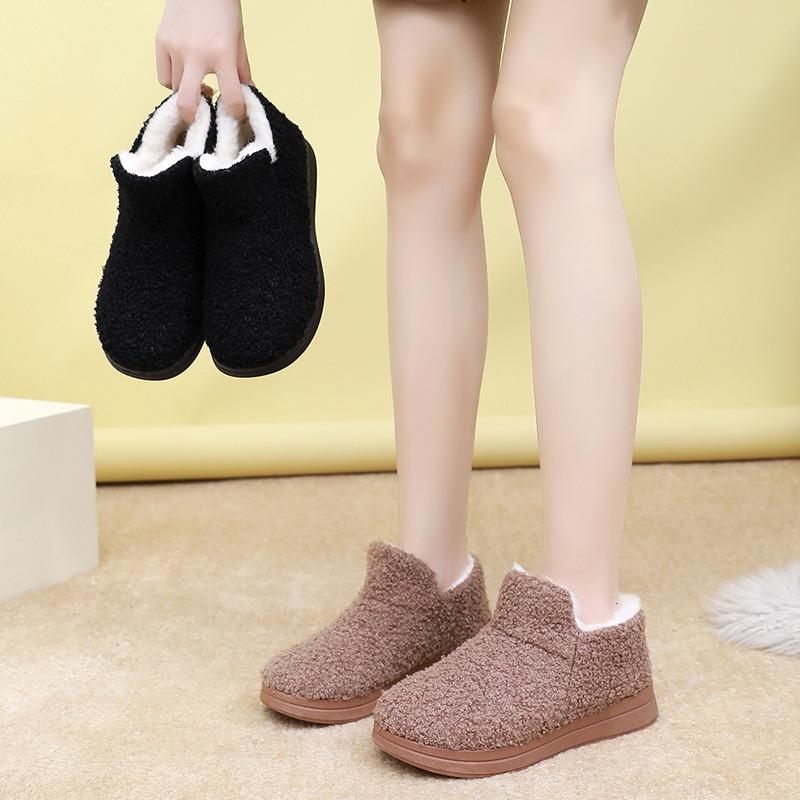 Winter Lazy Flat-bottomed Beijing Cotton Shoes Cotton Shoes Velvet One-pedal Warm and Comfortable Versatile Snow Boots Women