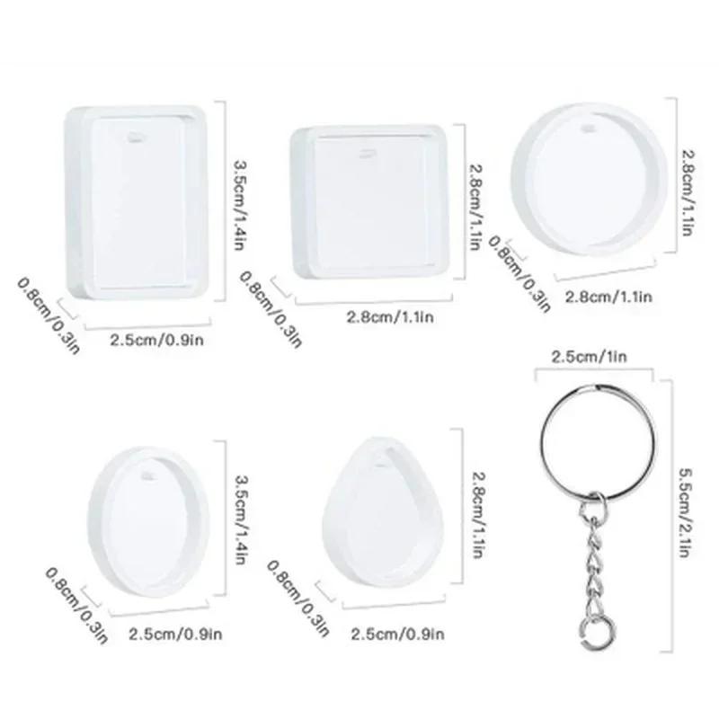 20Pcs/Set DIY Keychain Pendant Casting Silicone Mould Kit with Keyrings Art Crafts Making Tools Crystal Epoxy Resin Mold
