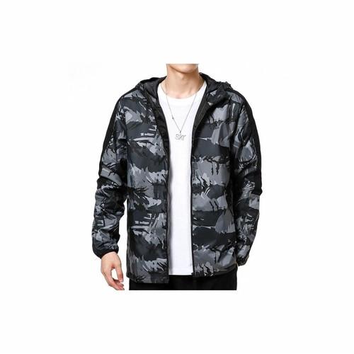 adidas Men's Camouflage Sports Hooded Casual Running Jacket - Black