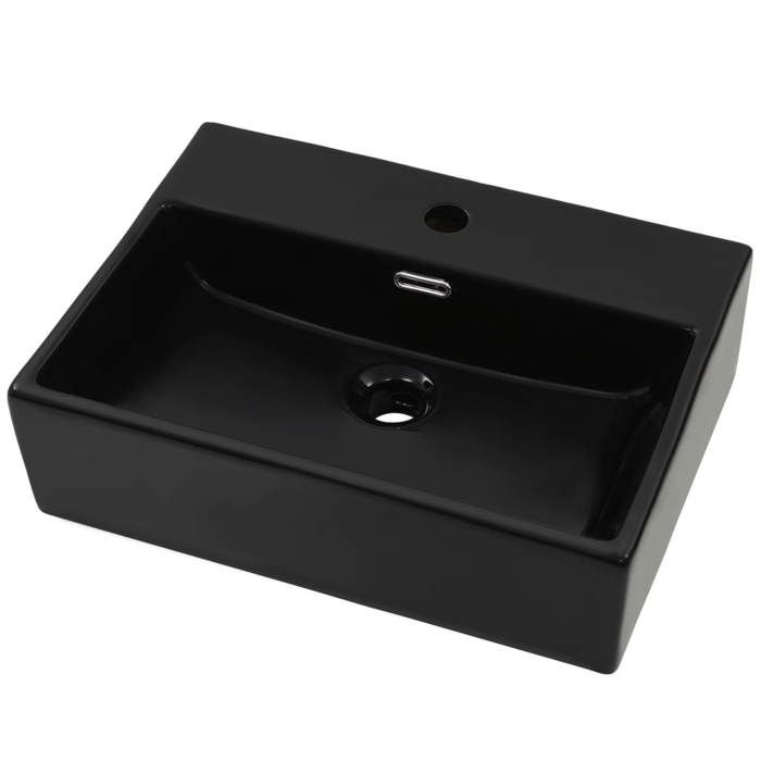 Vasque - VIDAXL - Noir - Céramique - Rectangulaire - A poser