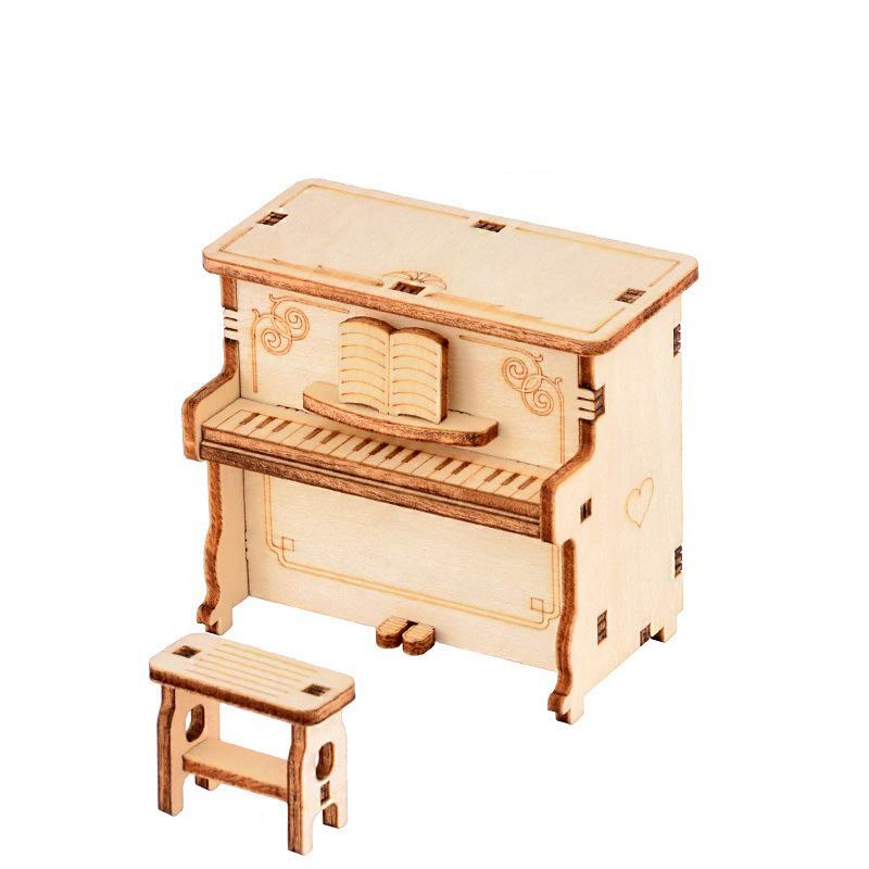 3D Wooden Jigsaw Puzzle Phonograph Music Box, DIY Petal Trumpet Model, Wind-up Music Box, Retro Music Gift Assembly Kit