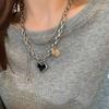 Sweet and cool lava love necklace women's tide niche high-end design sense sweater chain versatile personality sweater chain men