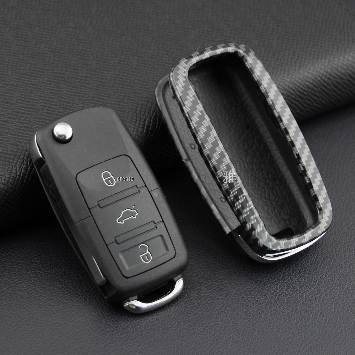 

Carbon Fiber Volkswagen Golf 6 Key Case: Protective Cover for Three-Button Models. Paper Box