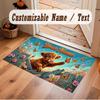 Floral Garden Theme Soft Crystal Velvet Rug Custom Name & Text Print Non Slip Floor Rug for Bedroom Living Room