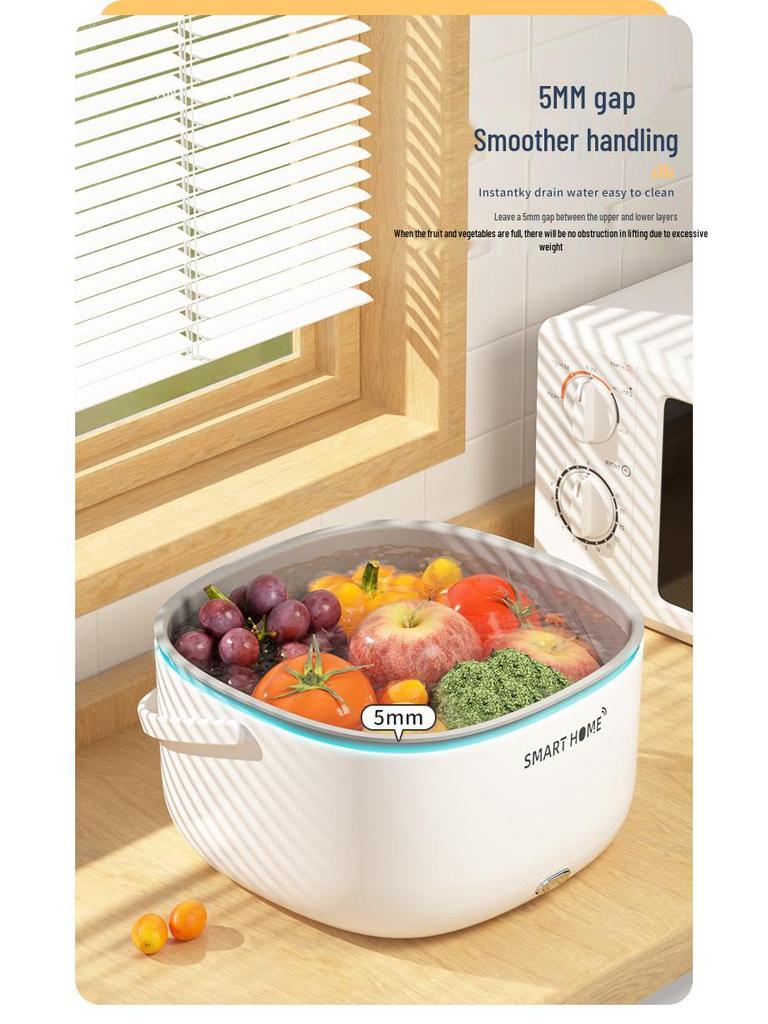 Multifunctional Ultrasonic Vegetable & Fruit Washer with Large Capacity Basin and Drain Basket