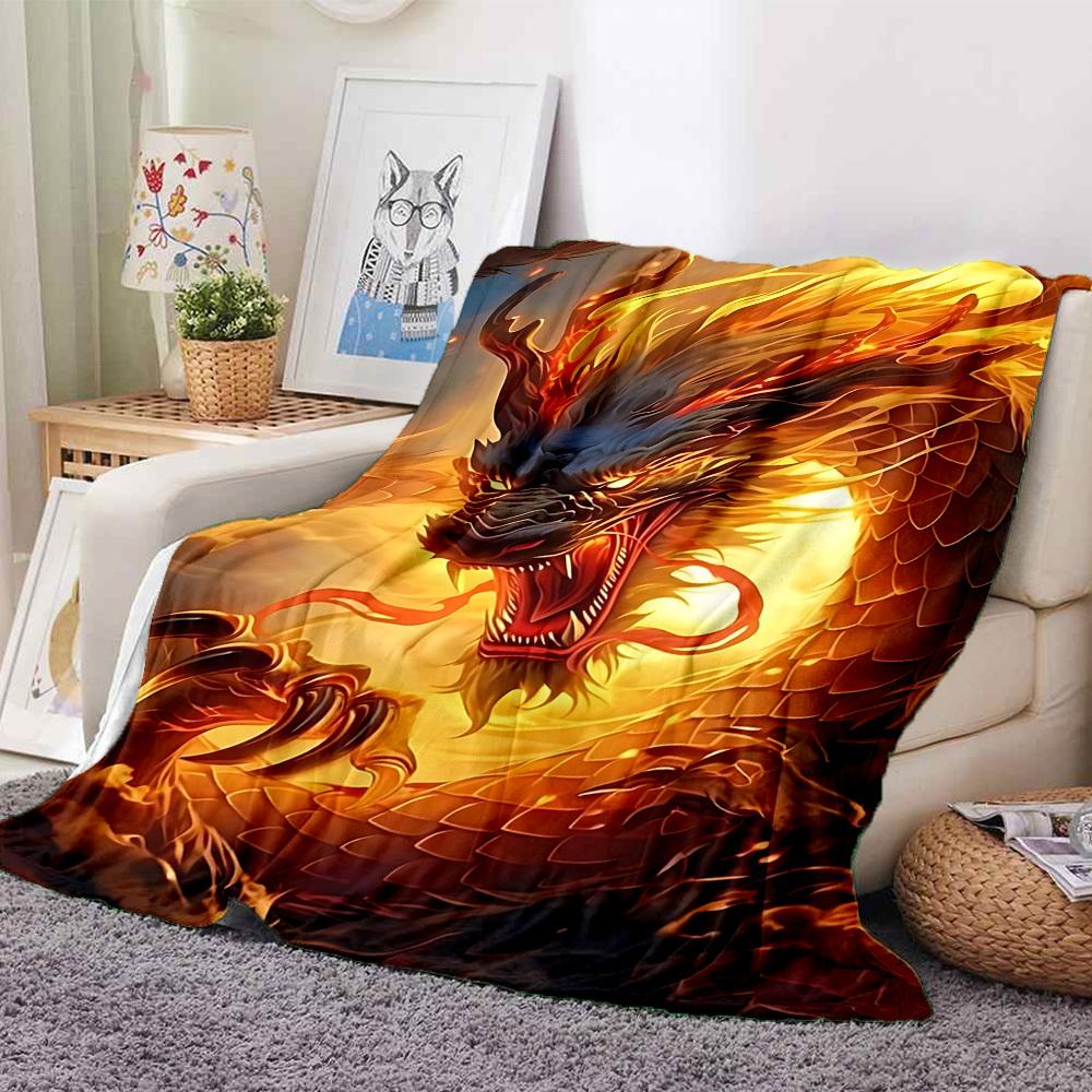 1pc Fire Dragon Blanket Lightweight Blanket Throw Blanket For Sofa, Bed, Travel, Camping, Livingroom, Office yy251010084