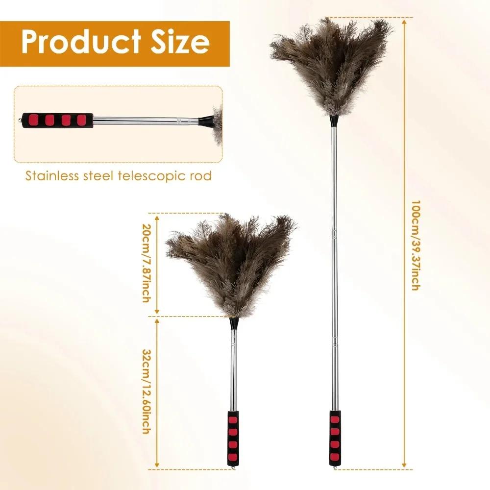 2M Extendable Ostrich Feather Duster: Household Dust Removal & Sweeping Tool