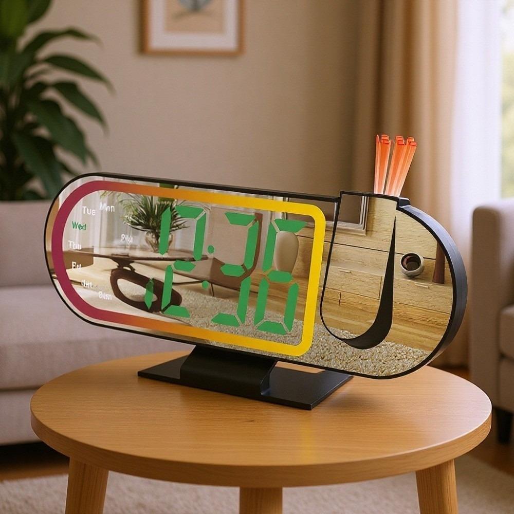 Temperature LED Projection Clock Colorful Projection LED Mirror Clock Digital Alarm Clock  Bedroom