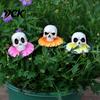 Halloween Skull Garden Stakes 3Pcs/Set Stakes, Chrysanthemum Yard Resin Decorative Plant Flower Ornaments for Lawn Patio Bed Decoration