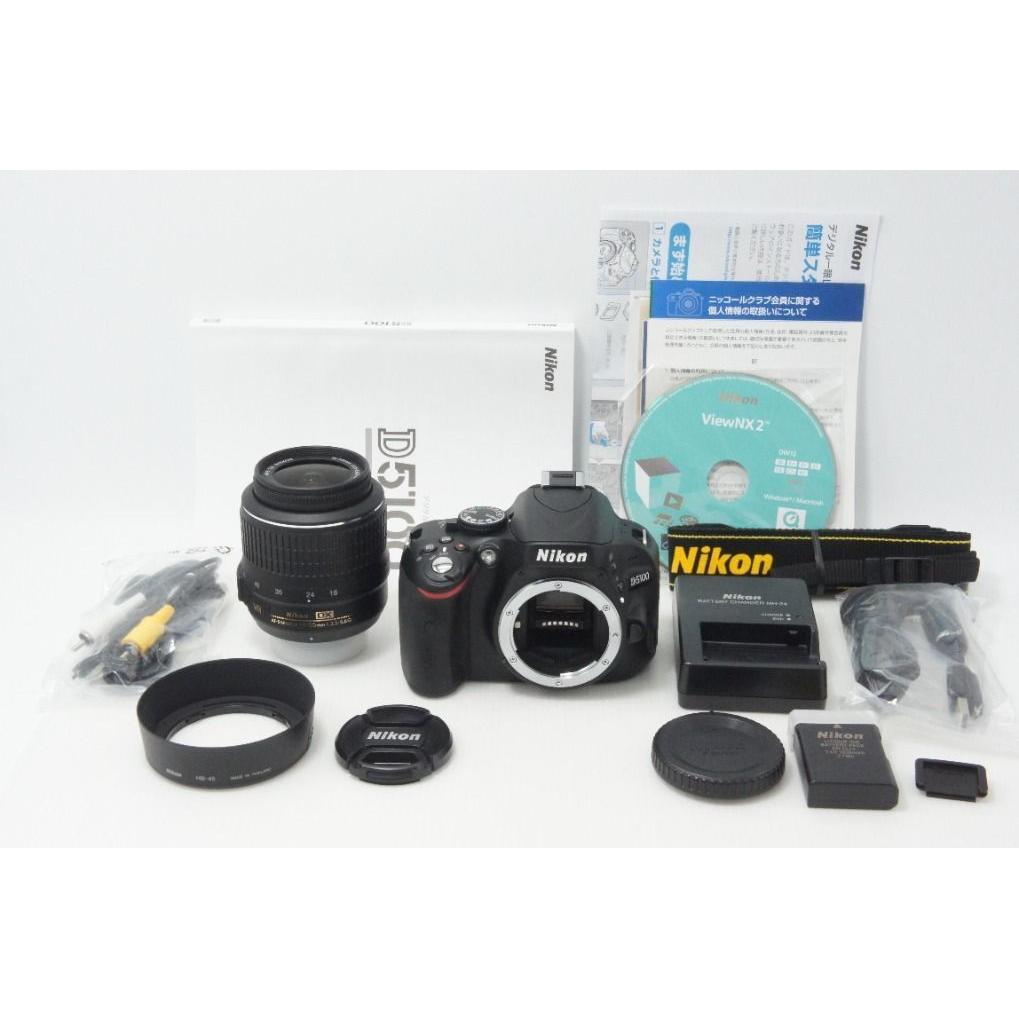 Used Like New Nikon D5100 Body + AF-S DX NIKKOR 18-55mm VR Lens Kit Digital SLR Camera Black 260724d