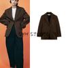 Women's Spring Clothing One Button Design Long Sleeves Lapel Wool Blend Loose Suit Jacket 2233636