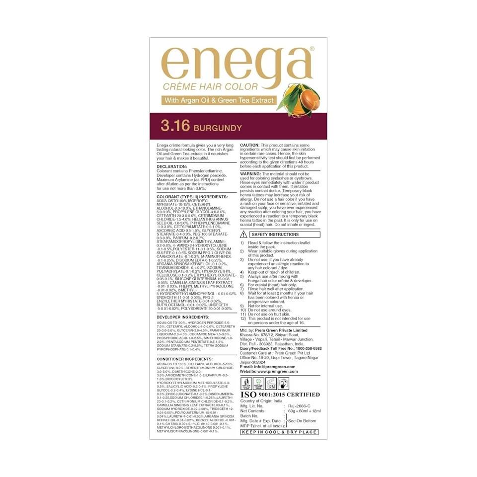 Enega Κρέμα Βαφή Μαλλιών, 3.16 Κρασί 150ml