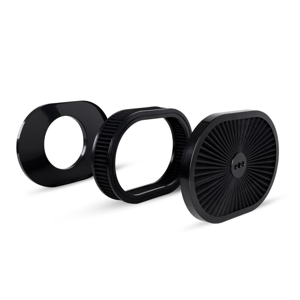 New High Flow Chrome 12"x2" Oval Air Cleaner Filter Assembly 5-1/8" Carb Neck W/ Flow-Thru Lid for GMC Chevy Ford Chryler Dodge