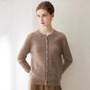 Women's Pure Cashmere Cardigan - Round Neck, Solid Color, Loose Fit, Long Sleeve Knit Sweater