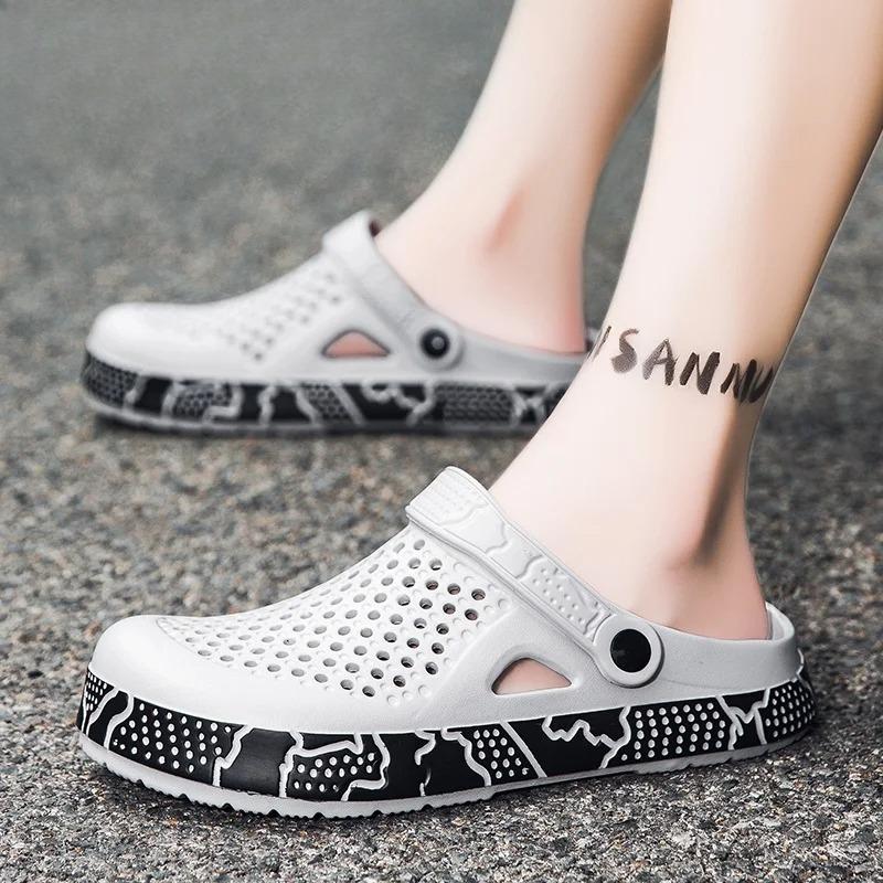 

A Pair of Men s New Summer Clogs, Wear-Resistant, Non-Slip, Soft-Soled, Comfortable Beach Shoes, 46 бежевий