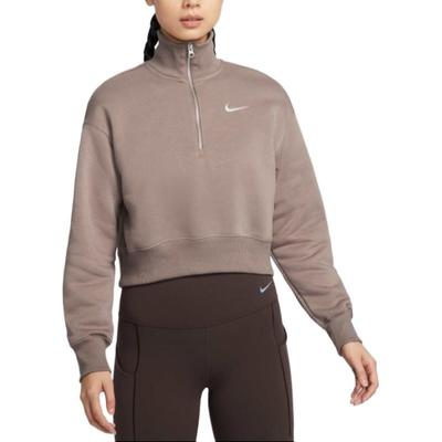 Fleece Sportlich Lässig Bequem Kurz Halb-Zip Sweatshirt Damen Sweatshirt Schokolade DQ5768-233