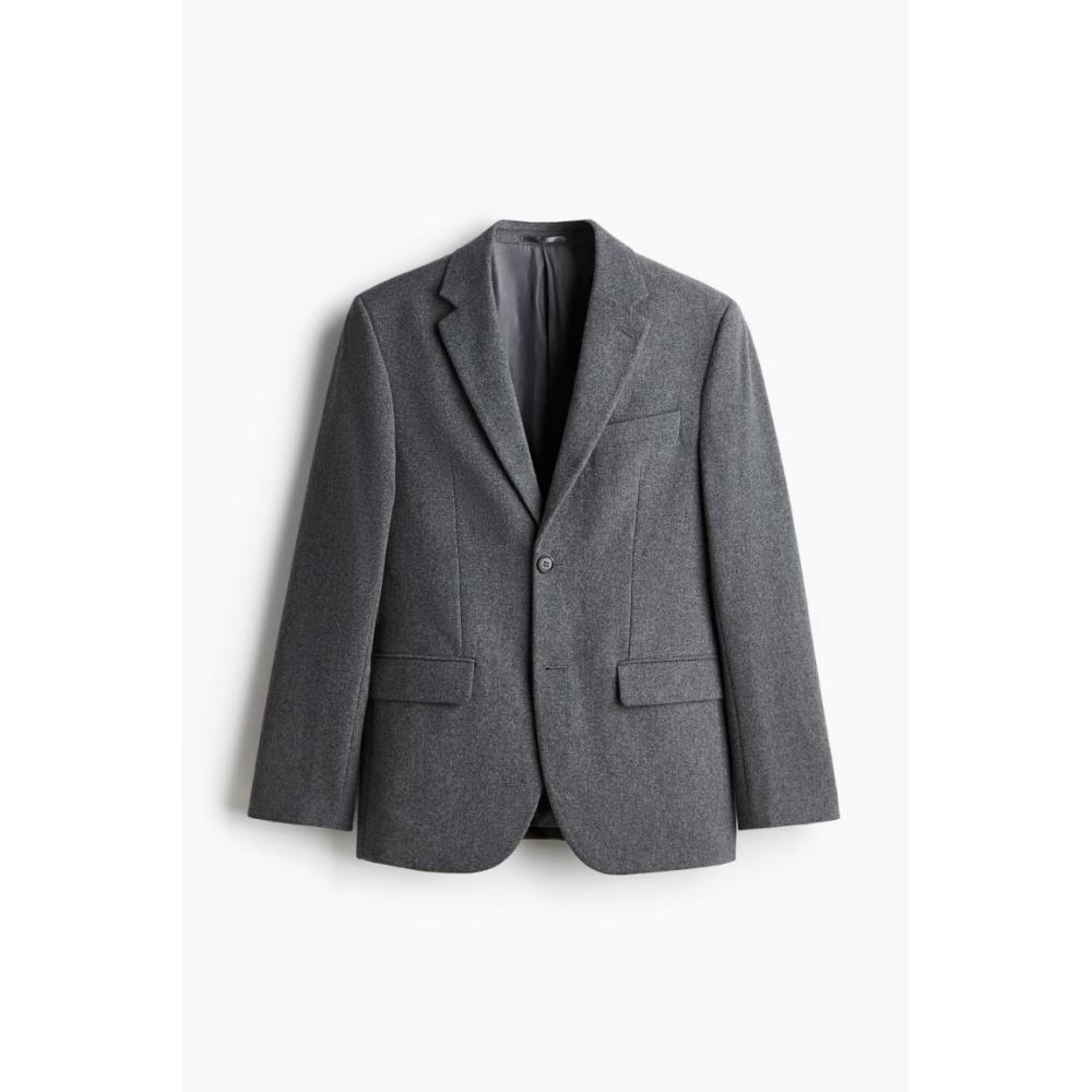 

Куртка HM Regular Fit из смеси шерсти темно-серого меланжа 42