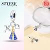 Authentic Blue Doll Girl Pendant Angel Religious Cross Bead Charms Compatible With Bracelets Copper Women Diy Fine Gift Necklaces Accessory Set